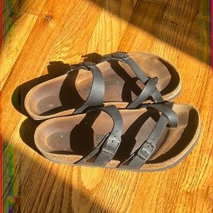 Black leather Birkenstocks